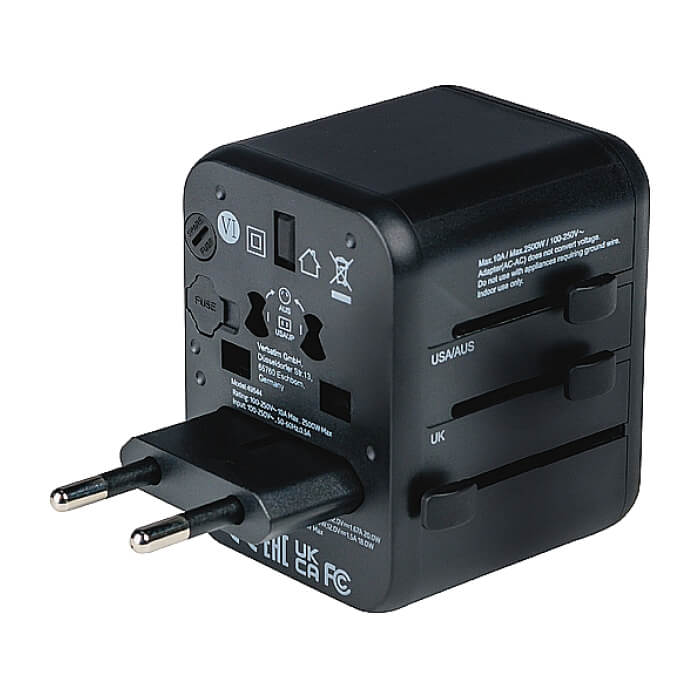 Verbatim UTA-02 Universal Travel Adapter with 1 x USB-C PD 20W / 1 x USB-A QC 3.0 (тъмнейл - 4)