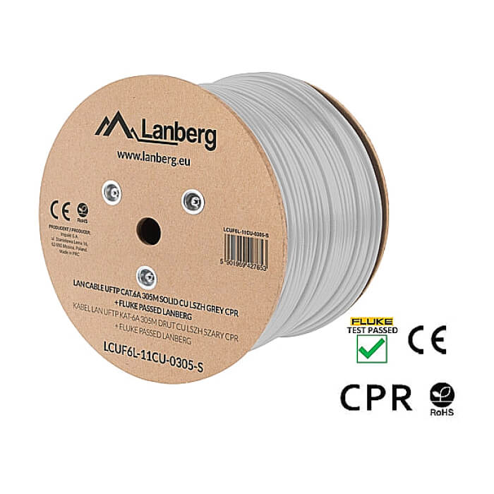 Lanberg LAN cable CAT.6a uftp 305m solid cu lszh grey cpr + fluke passed ID 87027 (тъмнейл - 3)