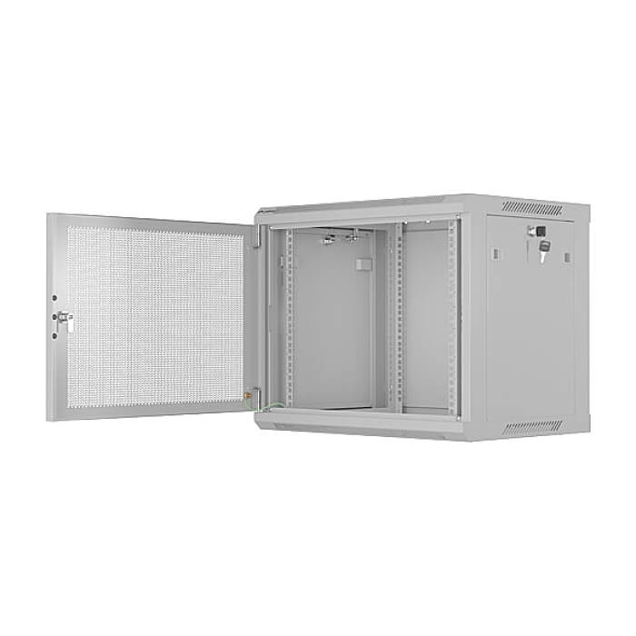 Lanberg rack cabinet 19" wall-mount 9U/600x450 with perforated door grey (flat pack) ID 87593 (тъмнейл - 3)