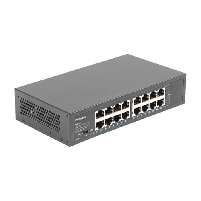 Lanberg switch rsge-16 16x 1GB gigabit ethernet unmanaged rack 10"/19" (тъмнейл - 4)