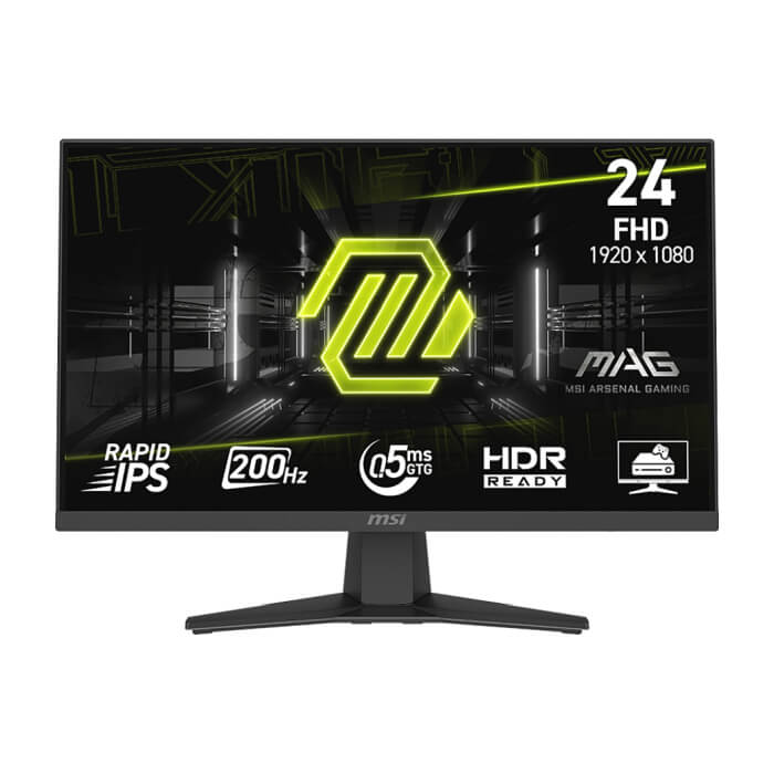 MSI MAG 244F, 23.8", 0.5ms, 200Hz, Rapid IPS, 1920x1080 (FHD), 16:9, AMD FreeSync Premium, 96% DCI-P3, AG, HDR Ready, 300 nits, 1000:1, DCR 100M:1, DP(1.2a), HDMI 2.0b, Tilt, ID 93728 на супер цена от GT Computers MSI MAG 244F, 23.8", 0.5ms, 200Hz, Rapid IPS, 1920x1080 (FHD), 16:9, AMD FreeSync Premium, 96% DCI-P3, AG, HDR Ready, 300 nits, 1000:1, DCR 100M:1, DP(1.2a), HDMI 2.0b, Tilt, ID 93728 на супер цена