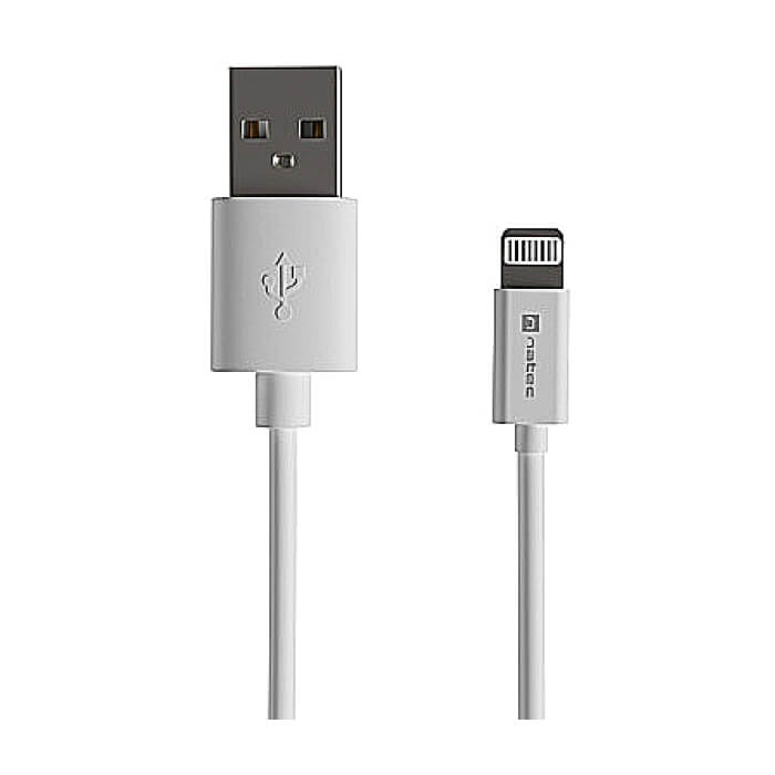 Natec Lightning(M) -> USB-A(M) cable 2m MFI Prati White ID 93159 на супер цена