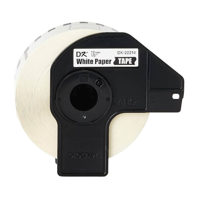 Brother DK-22214 White Continuous Length Paper Tape 12mm x 30.48m, Black on White ID 70776 на супер цена