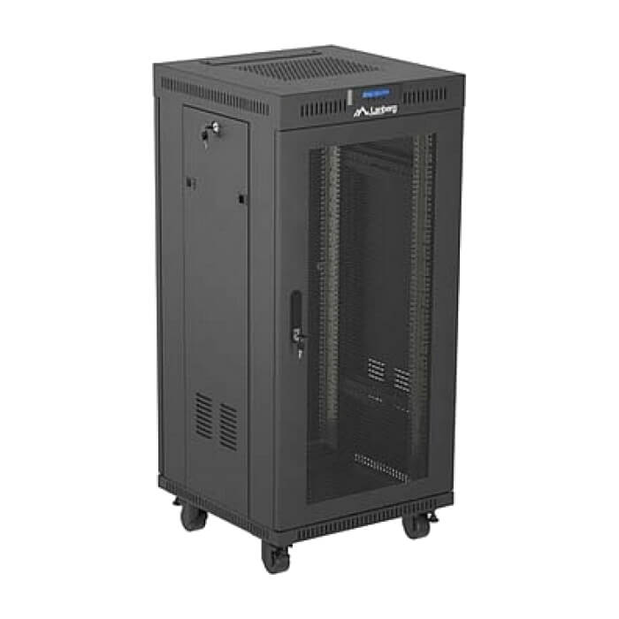 Lanberg Rack Cabinet 19" Free-Standing 24U/600X600 (FlAT Pack) With Mesh Door LCD Black V2 ID 98070 (тъмнейл - 3)