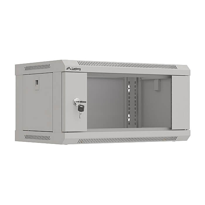 Lanberg rack cabinet 19" wall-mount 4U/540x350 (flat pack) with glass door grey ID 87613 (тъмнейл - 3)