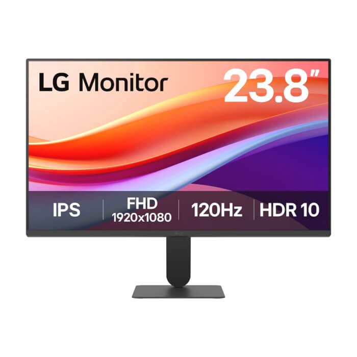 LG 24U41YA-B, 23,8" IPS, 1ms MBR, 5ms (GtG at Faster), 120Hz, 1500:1, HDR 10 / sRGB 99%, Dynamic Action Sync, 250 cd/m2, Full HD 1920x1080, AMD FreeSync, VRR, Eye-care, LG Sw ID 93913