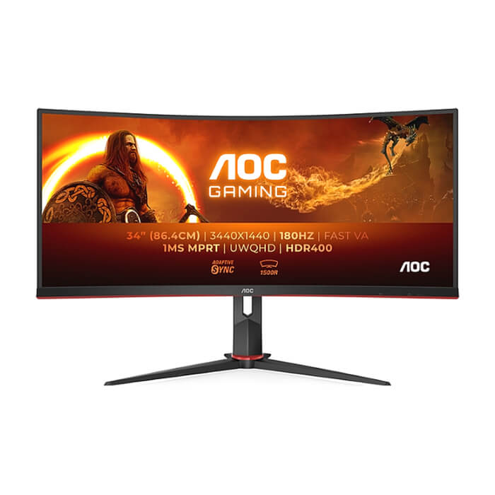 AOC CU34G2XP/BK, 34" Curved 1500R VA, WLED, 3440x1440@180Hz, 1ms GtG, 1ms MPRT, 430 cd/m2, 4000:1, 80M:1 DCR, Tilt, Height Adjust, Swivel, 2xHDMI, 2xDP, USB hub ID 81036 на супер цена