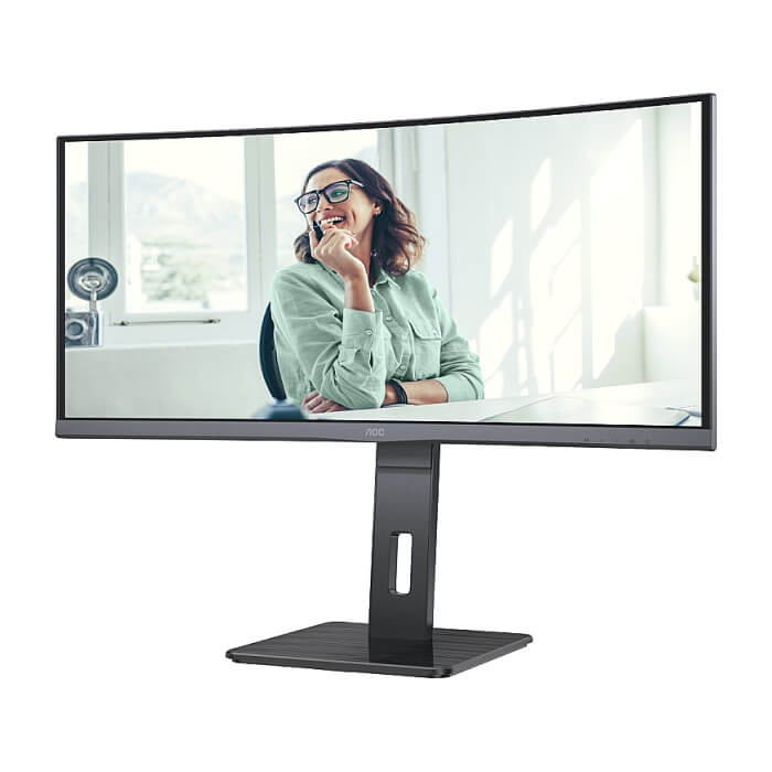 AOC CU34P3CV, 34" VA WLED, Curved 1500R, 3440x1440@100Hz, 4ms GtG, 1ms MPRT, 300cd m/2, DCR 3000:1, 50M:1, AdaptiveSync, FlickerFree, Low Blue Light, 5Wx2, Tilt, Height Adjust, Swivel, HDMI, DP, USB hub ID 65360 (тъмнейл - 3)