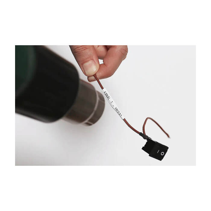 Brother HSe-221E 9mm Black on White Heat Shrink Tape ID 70684 (тъмнейл - 2)