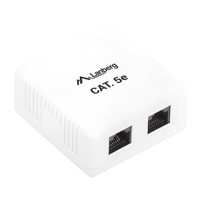 Lanberg surface-mount box CAT.5e UTP UNshielded 2X RJ45, white ID 72017 (тъмнейл - 2)