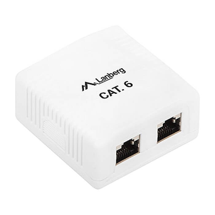 Lanberg surface-mount box CAT.6 FTP shielded 2X RJ45, white ID 72019 (тъмнейл - 2)
