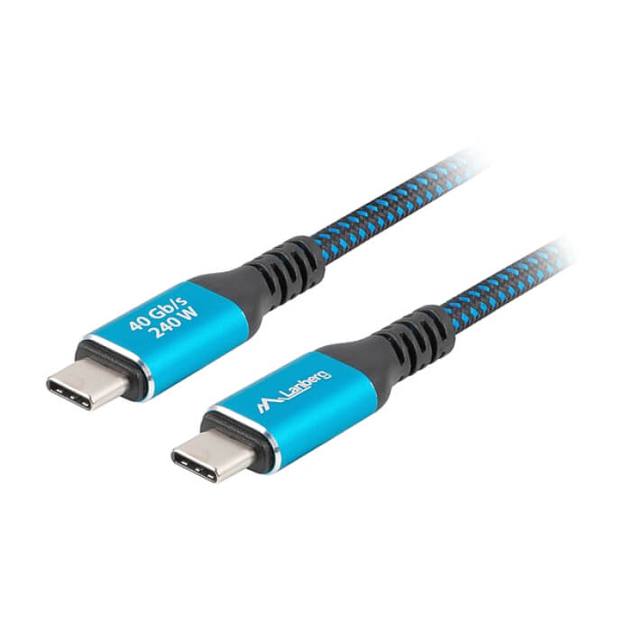 Lanberg USB-C M/M 4.0 cable 2m 240w 8k 60hz black-blue ID 86829 (тъмнейл - 3)