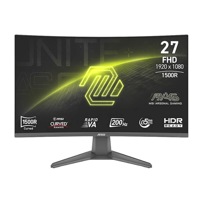 MSI MAG 276CF E20, 27", 0.5ms, 200Hz, Rapid VA, 1920x1080 (FHD), 16:9, CURVE 1500R, AMD FreeSync Premium, 76% DCI-P3, AG, HDR Ready, 250 nits, 3000:1, DCR 100M:1, DP(1.2a), 2x ID 93776 на супер цена от GT Computers MSI MAG 276CF E20, 27", 0.5ms, 200Hz, Rapid VA, 1920x1080 (FHD), 16:9, CURVE 1500R, AMD FreeSync Premium, 76% DCI-P3, AG, HDR Ready, 250 nits, 3000:1, DCR 100M:1, DP(1.2a), 2x ID 93776 на супер цена