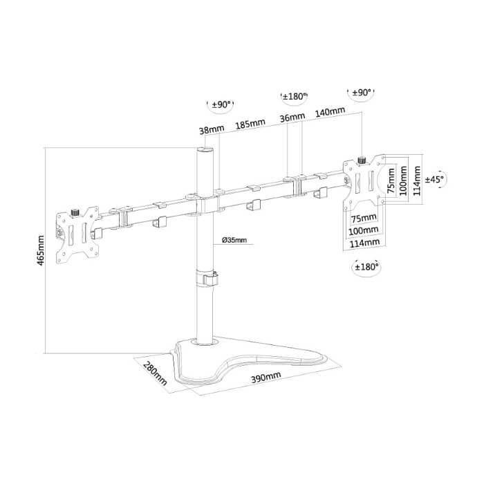 Neomounts by NewStar Flat Screen Desk Mount (stand) for 2 Monitor Screens ID 66831 (тъмнейл - 3)