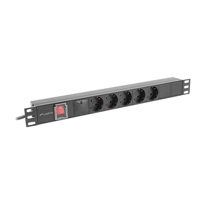 Lanberg power distribution unit (pdu) 19" 1U 16a 2m 5x schuko outlets black (тъмнейл - 4)