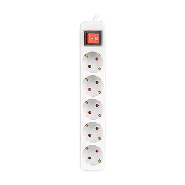 Lanberg power strip 3m 5x Schuko outlets with circuit breaker quality-grade copper cable, white (тъмнейл - 4)