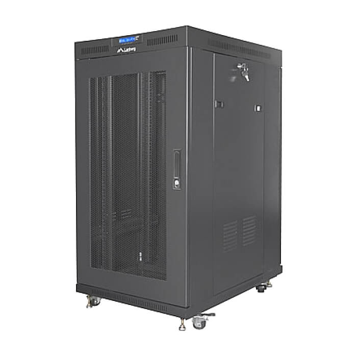 Lanberg rack cabinet 19" free-standing 22U/800x1000 (flat pack) with mesh door lcd black v2 ID 87190 (тъмнейл - 4)
