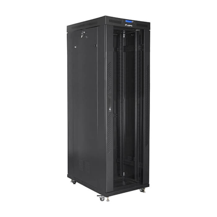 Lanberg rack cabinet 19" free-standing 42U/800x1000 (flat pack) with glass door lcd black v2 ID 87180 (тъмнейл - 2)