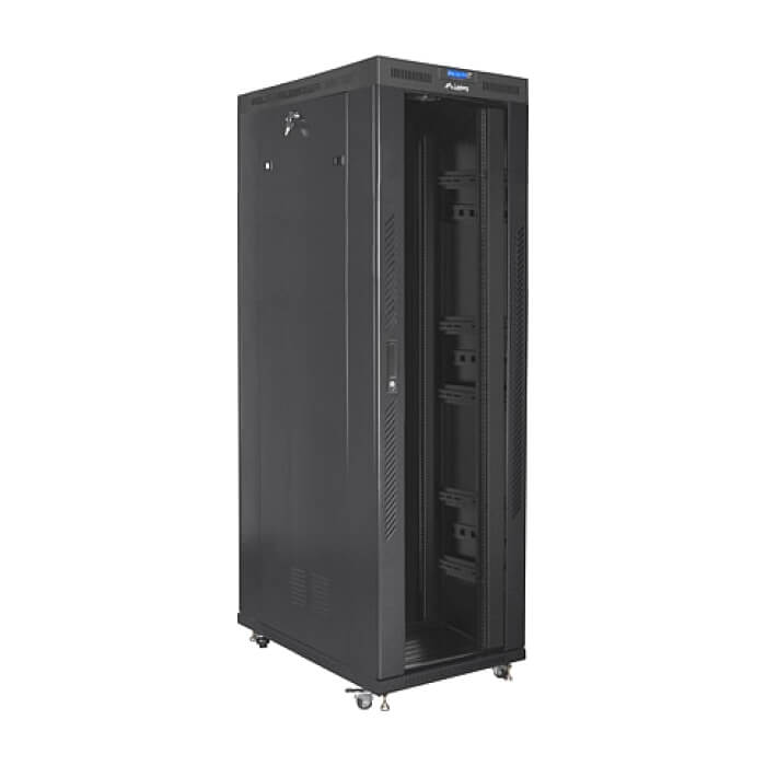 Lanberg rack cabinet 19" free-standing 42U/800x1200 (flat pack) with glass door lcd black v2 ID 87175 (тъмнейл - 3)