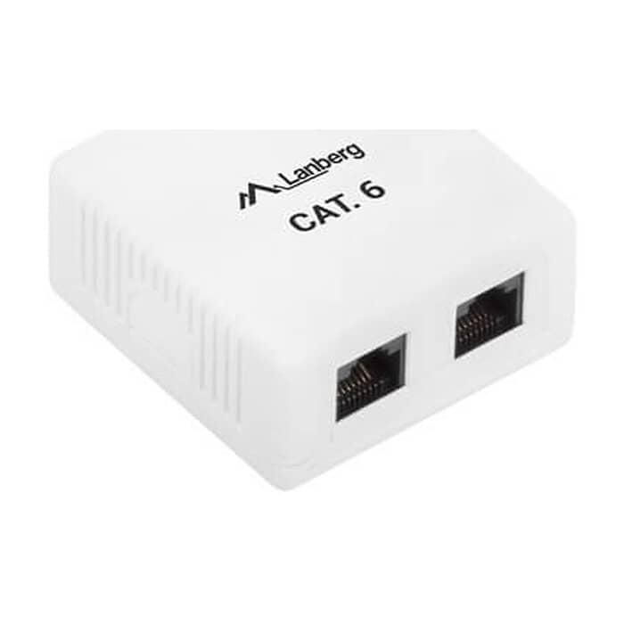 Lanberg surface-mount box CAT.6 UTP UNshielded 2X RJ45, white ID 72015 (тъмнейл - 2)