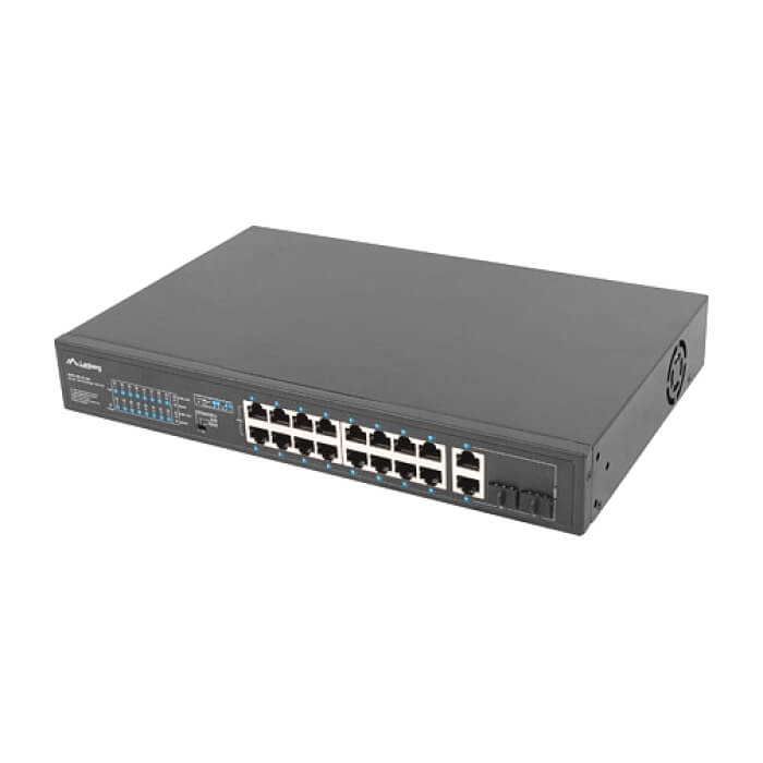 Lanberg switch 16x 100mb poe+/2x 1GB/1x sfp rack 19" unmanaged gigabit ethernet 250w (тъмнейл - 2)