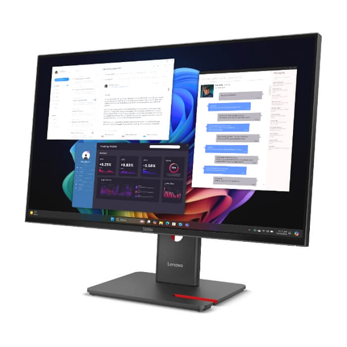 Lenovo ThinkVision T27ud-40 27" IPS WLED, 3840x2160, 16:9, 48Hz - 60Hz, 4ms, 350 cd/m2, 1500:1, USB hub, HDMI, USB-C, RJ45, Tilt, Swivel, Pivot, Height Adjust Stand ID 93552 (тъмнейл - 2)