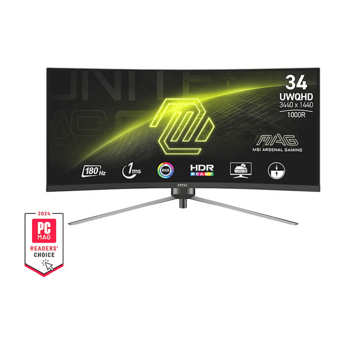 MSI MAG 345CQR, 34", VA, 180Hz, 1ms, UWQHD 3440x1440, 21:9, FreeSync Premium, HDR, Ai VISION, LBL, Night Vision, Console mode, VRR, CEC, 300 nits, 3000:1, 100M;1, DP (1.4a), 2x HDMI (2.0b), Headphone out, Adj.Stand 100mm, Swivel,Tilt, VESA ID 79381 на супер цена от GT Computers MSI MAG 345CQR, 34", VA, 180Hz, 1ms, UWQHD 3440x1440, 21:9, FreeSync Premium, HDR, Ai VISION, LBL, Night Vision, Console mode, VRR, CEC, 300 nits, 3000:1, 100M;1, DP (1.4a), 2x HDMI (2.0b), Headphone out, Adj.Stand 100mm, Swivel,Tilt, VESA ID 79381 на супер цена