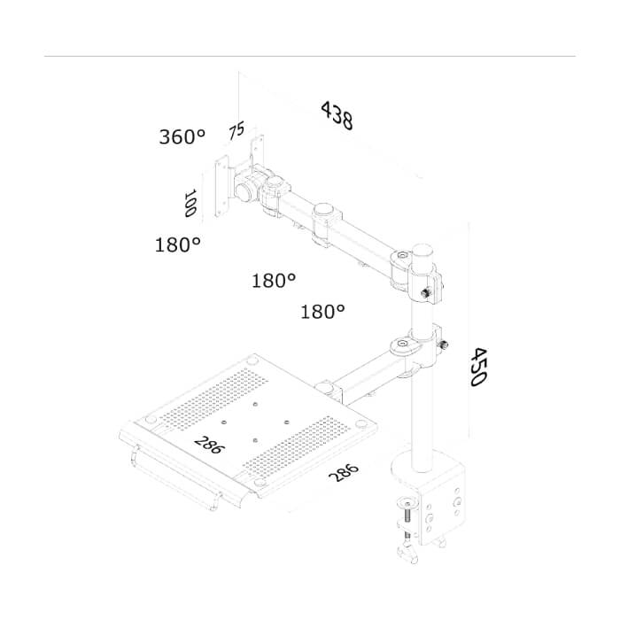 Neomounts by NewStar Flat Screen & Notebook Desk Mount (clamp) ID 66773 (тъмнейл - 2)