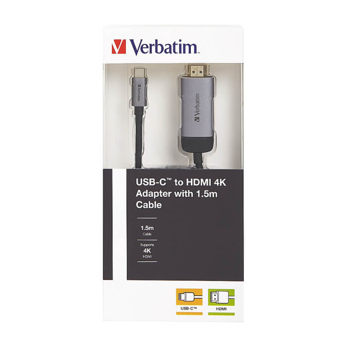 Verbatim USB-C to HDMI Adapter - USB 3.1 Gen 1/HDMI 1.5m Cable (тъмнейл - 3)
