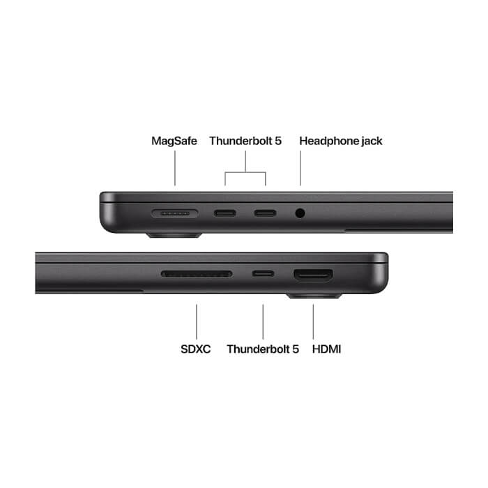 Apple 14-inch MacBook Pro: Apple M5 Pro chip with 15-core CPU and 16-core GPU, 24GB, 2TB SSD - Space Black ID 96987 (тъмнейл - 4)