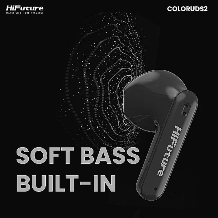 HiFuture ColorBuds2 Black, Fashion TWS Earbuds, *5+15hours Play time, Bluetooth 5.3, 10MM Driver, Soft Bass, Comfort Fit, Colorful option ID 94713 (тъмнейл - 3)