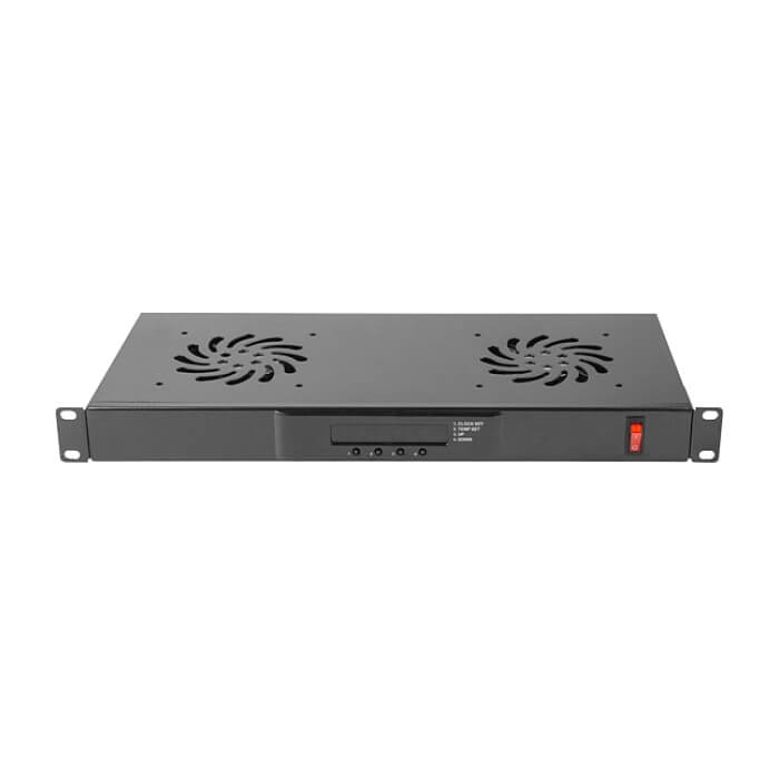 Lanberg 19" fan unit / ventilation panel with lcd 2 fans + thermostat, 230V, black ID 62872 (тъмнейл - 3)