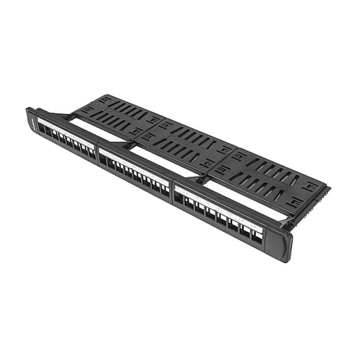 Lanberg patch panel blank 24 port 1U with organizer for keystone modules, black ID 62862 (тъмнейл - 2)