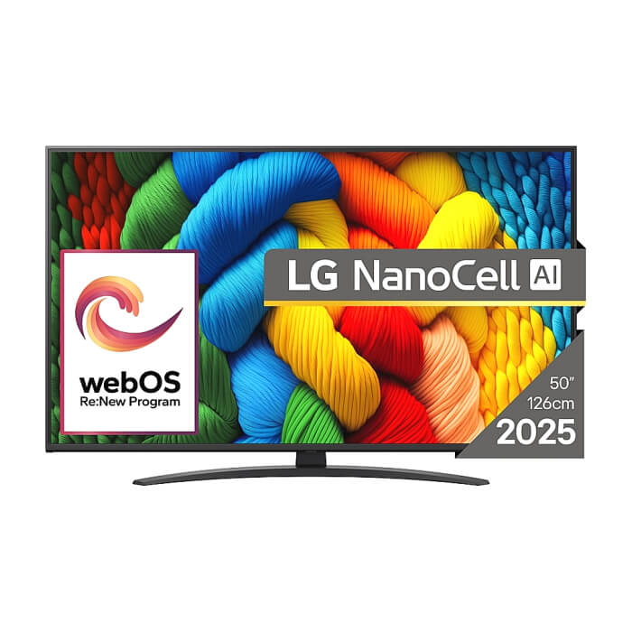 LG 50NANO81A3A, 50" 4K HDR Smart Nano Cell TV, 3840x2160, DVB-T2/C/S2, AI Alpha 7, HDR 10 PRO, webOS 25, ThinQ AI, VRR, ALLM, HGiG, WiFi, Clear Voice, AI Upscaling, Bluetooth, ID 92911