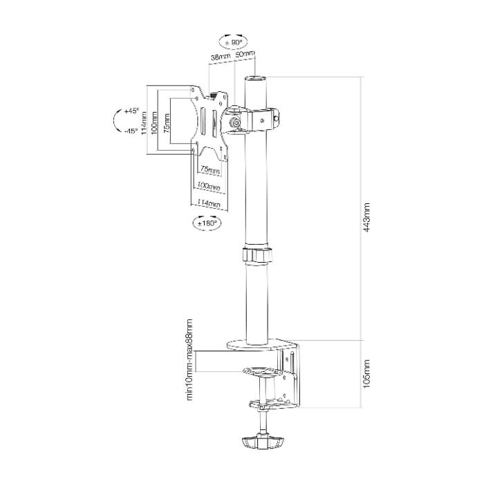 Neomounts by NewStar Flat Screen Desk Mount (clamp/grommet) ID 66835 (тъмнейл - 5)