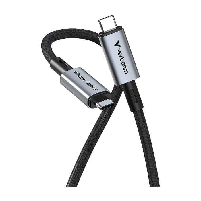 Verbatim Sync & Charge USB-C to USB-C 240W 40 Gbps 120 cm ID 85356 (тъмнейл - 2)