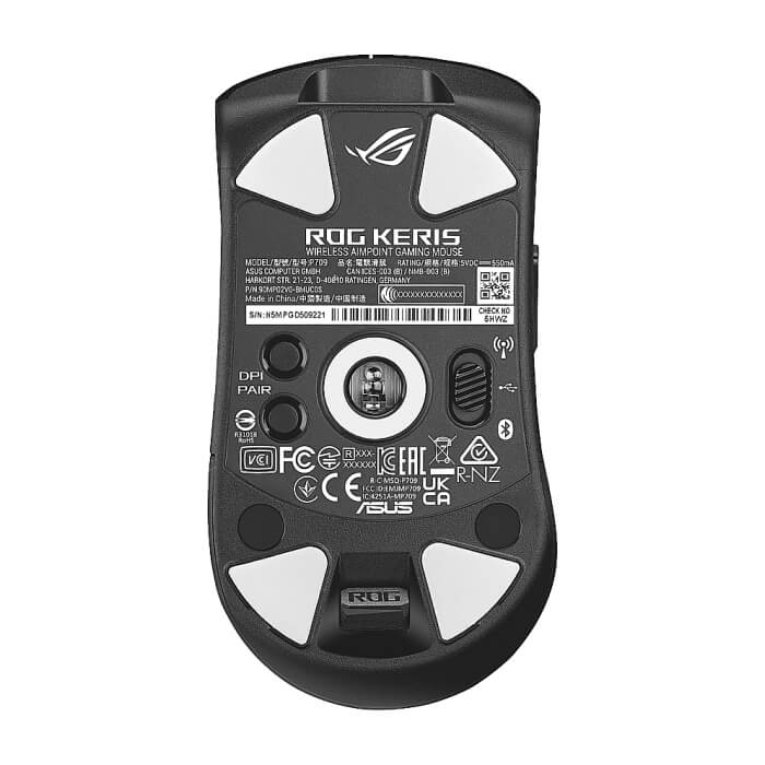 Asus ROG Keris Wireless AimPoint Gaming Mouse, Tri-mode connectivity (2.4GHz RF, Bluetooth, Wired), 36000 DPI sensor, 5 programmable buttons, ROG SpeedNova, Replaceable switches, Paracord cable, Black (тъмнейл - 3)