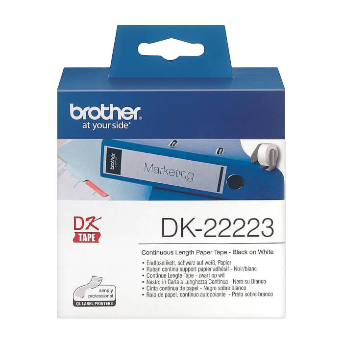 Brother DK-22223 White Continuous Length Paper Tape 50mm x 30.48m, Black on White ID 70775 на супер цена