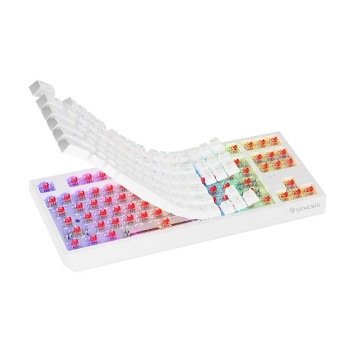 Genesis Gaming Keyboard Thor 230 TKL Wireless US White RGB Mechanical Outemu Red (тъмнейл - 2)