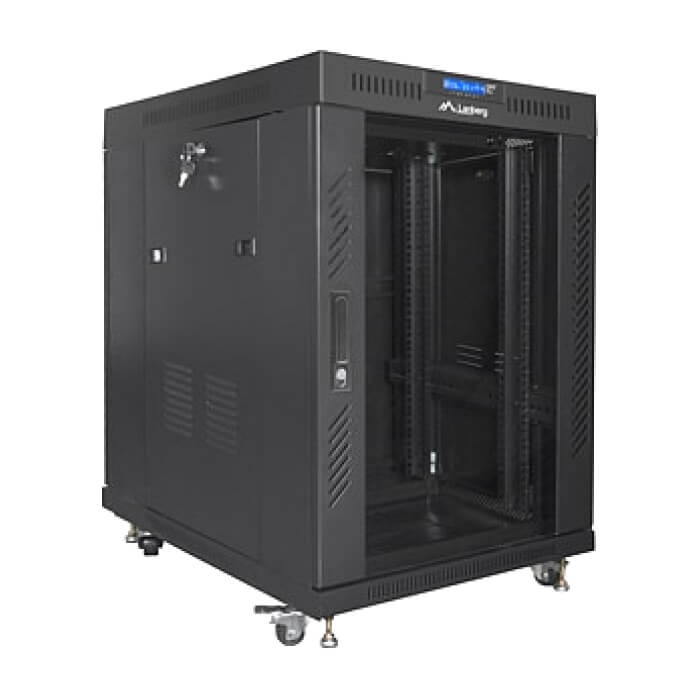 Lanberg rack cabinet 19" free-standing 15U/600x800 (flat pack) with glass door lcd black v2 ID 87200 (тъмнейл - 4)