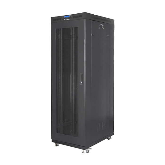 Lanberg rack cabinet 19" free-standing 42U/800x1000 (flat pack) with mesh door lcd black v2 ID 87177 (тъмнейл - 3)