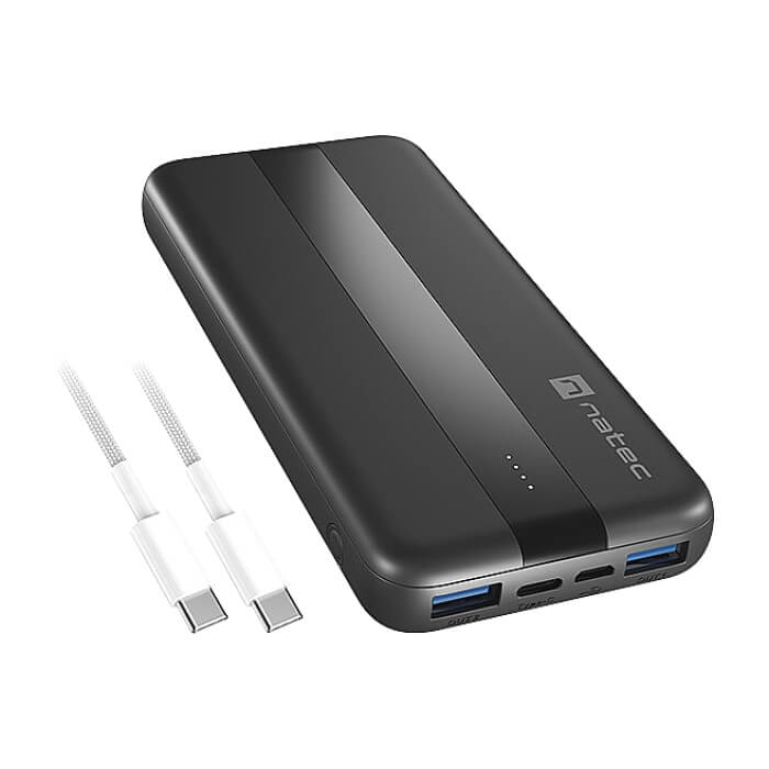 Natec Powerbank Trevi Slim Q V2 10000MAh 2X USB-A 18W + 1X USB-C 20W + USB-C - USB0-C CABLE ID 89573 (тъмнейл - 2)