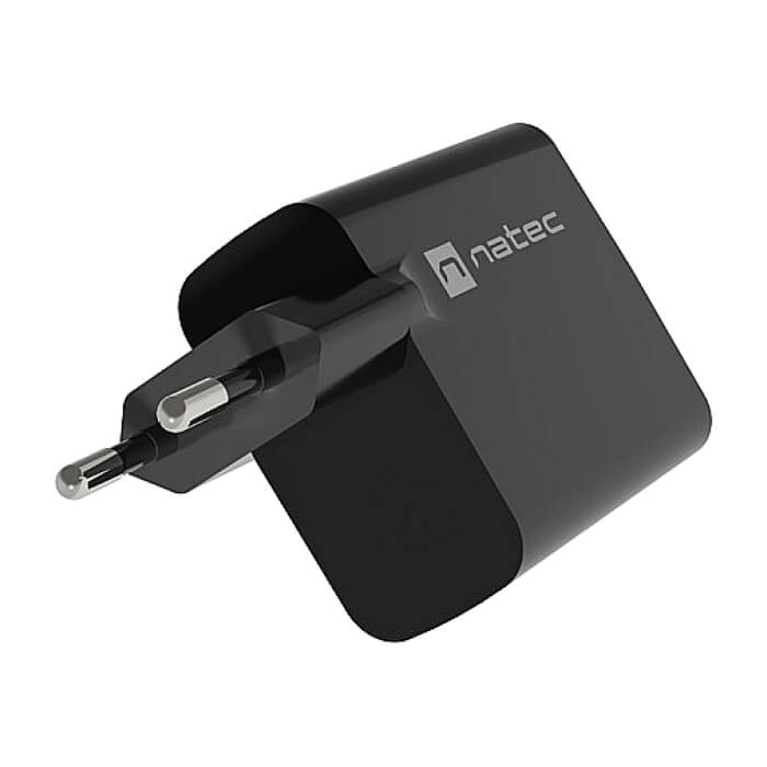 Natec USB Charger Ribera Gan 1X USB-A + 1X USB-C 65W, Black (тъмнейл - 4)
