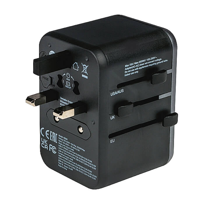 Verbatim UTA-04 Universal Travel Adapter with 1 x USB-C PD 61W & QC 3.0 / 1 x USB-C / 3 x USB-A (тъмнейл - 4)