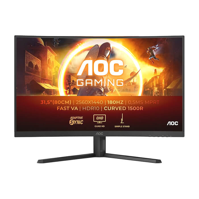 AOC CQ32G4VE, 31.5" Curved 1500R, Fast VA WLED, 2560x1440@180 Hz, 1ms GtG, 0.5ms MPRT, 300 cd/m2, 3500:1, 80M:1 DCR, Adaptive Sync, Flicker Free, Low Blue Light, Tilt, 2xHDMI, DP ID 80825 на супер цена
