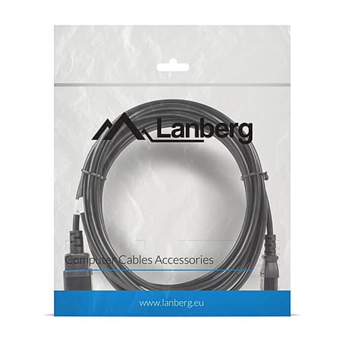 Кабел - Lanberg extension power supply cable IEC 320 C13 -> C14 5m VDE, black ID 72493 (тъмнейл - 3)