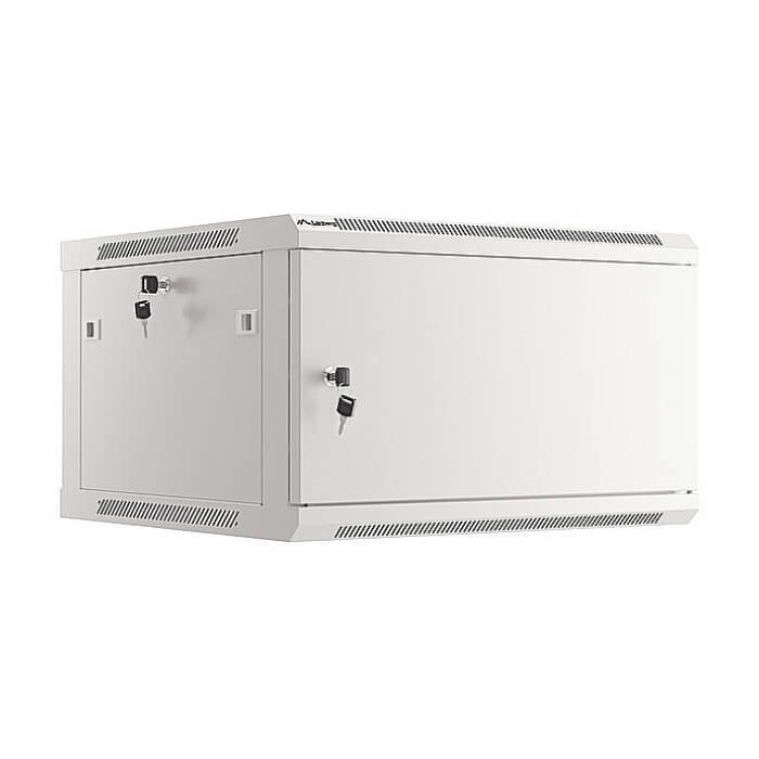 Lanberg rack cabinet 19" wall-mount 6U/600x600 for self-assembly with metal door grey (flat pack) ID 87601
