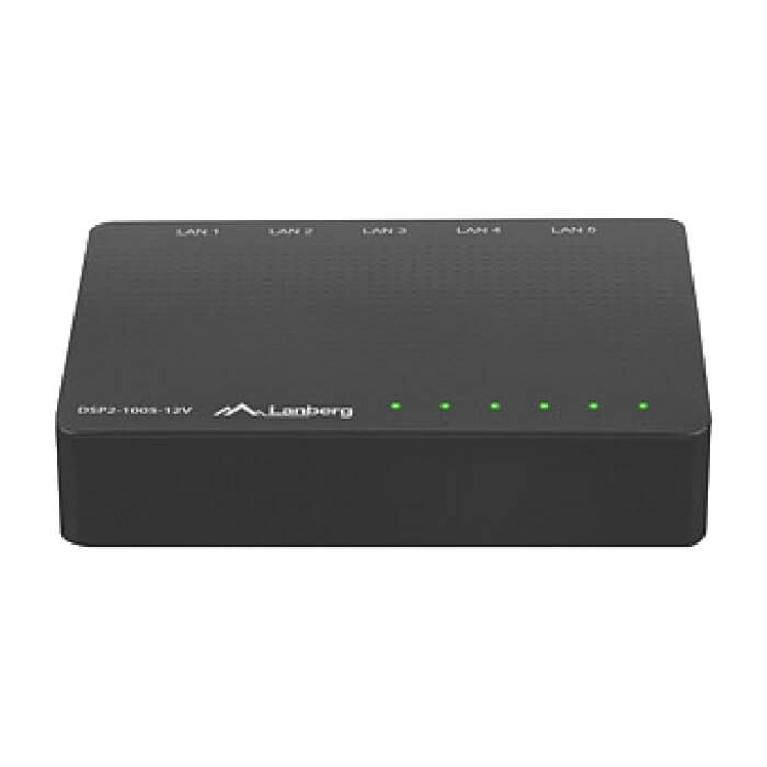 Lanberg switch dsp2-1005-12v 5x 1GB/s unmanaged gigabit ethernet desktop 12v (тъмнейл - 2)
