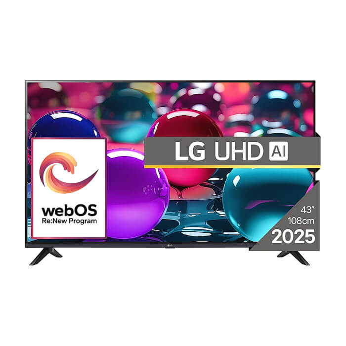 LG 43UA73003LA, 43" 4K UltraHD TV 4K (3840x2160), DVB-T2/C/S2, webOS 25 Smart, ThinQ AI, Alpha 7 AI Processor, WiFi, HDR10 pro, HLG, ALLM/HGiG, 4K Upscaling, AI Sound pro, Mul ID 89056