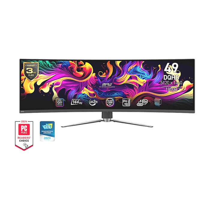 MSI MPG 491CQP QD-OLED, 49", 144Hz, 0.03ms, DQHD 5120x1440, 32:9, Oled Care 2.0, Fanless Design with Graphene, ClearMR 8000, HDR True Black 400, AI VISION, KVM, PBP, PIP, 250 ID 79379 на супер цена от GT Computers MSI MPG 491CQP QD-OLED, 49", 144Hz, 0.03ms, DQHD 5120x1440, 32:9, Oled Care 2.0, Fanless Design with Graphene, ClearMR 8000, HDR True Black 400, AI VISION, KVM, PBP, PIP, 250 ID 79379 на супер цена